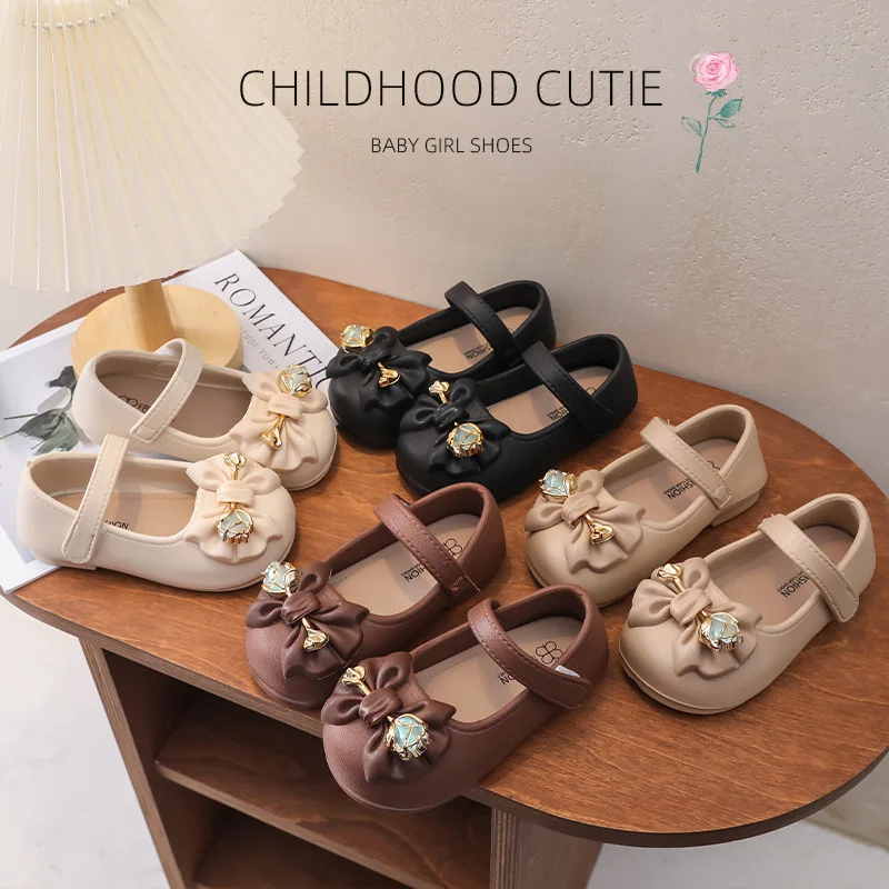 

Fashion Girl Shoes 2025Autumn New Kids Flat Casual Shoe Simple Soft Bottom Girls Princess Shoes Anti Slip Child Performance Shoe