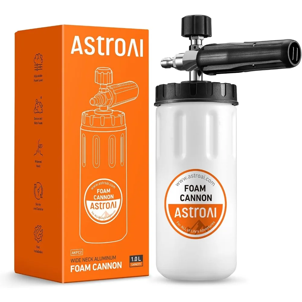 

Полонная пушка AstroAI с широким горлышком, с быстроразъемным разъемом 1/4 дюйма для мойки высокого давления, отверстием 1,0 мм, емкостью 1 литр, оранжевая лаборатория