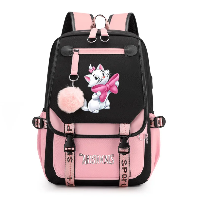 

Disney The Aristocats Marie Cat Girls Women Men Rucksack Travel Bag Mochila Backpacks Teenager USB Charging Laptop Backpack