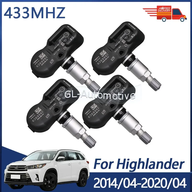 

4 шт. датчиков контроля давления в шинах PMV-C210 для Toyota Highlander 2014-2020 42607-02031 433 МГц