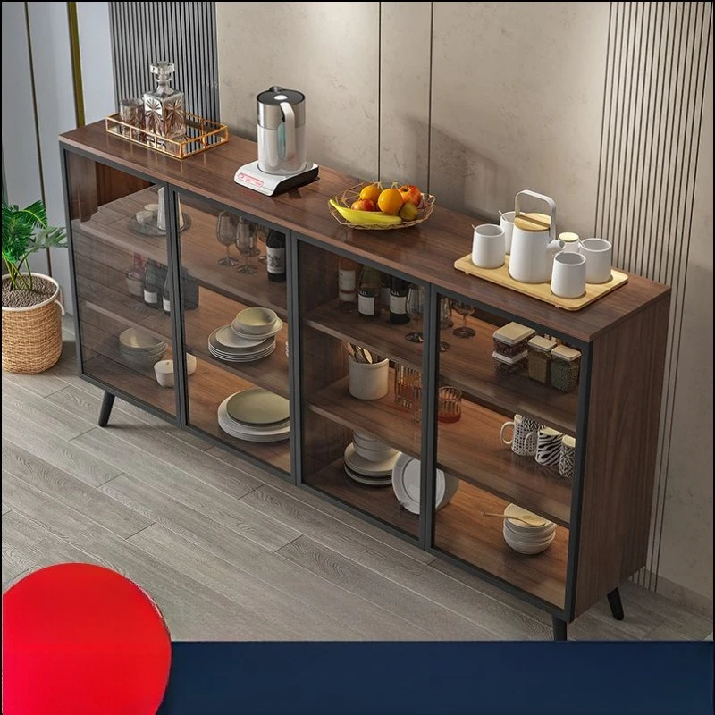 Side cabinet Modern simple Italian minimalist light luxury living room tea cabinet against wall cupboard kitchen entrance locker