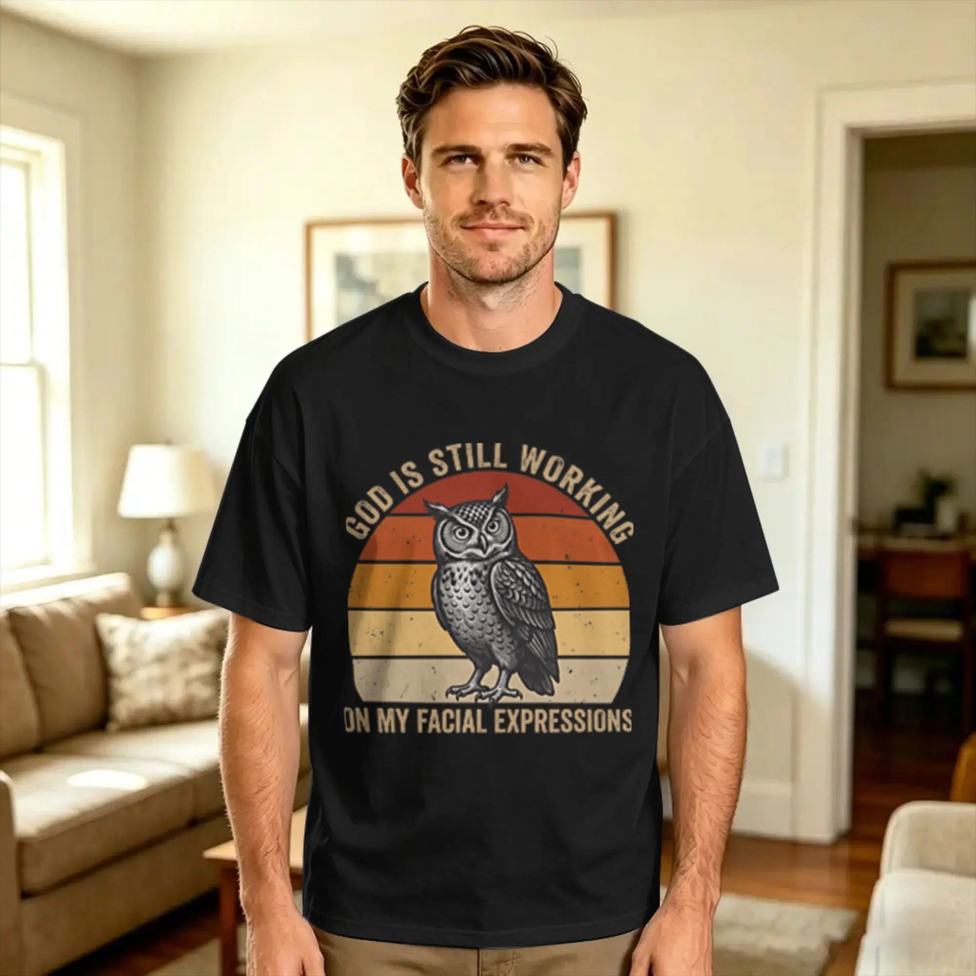 Oversized T Shirt Summer God is Still Working On My Facial Expressions Novelty T Shirts  100 Cotton Tee Shirt for Men Y2K Tees