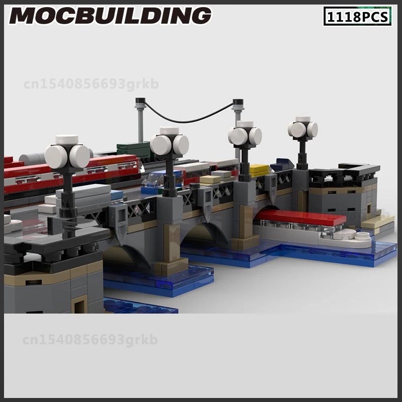 MOC Building Block City Street View Series Mini Landscape Model DIY Bricks Bridge Train Track Car Ship Christmas Present Toys