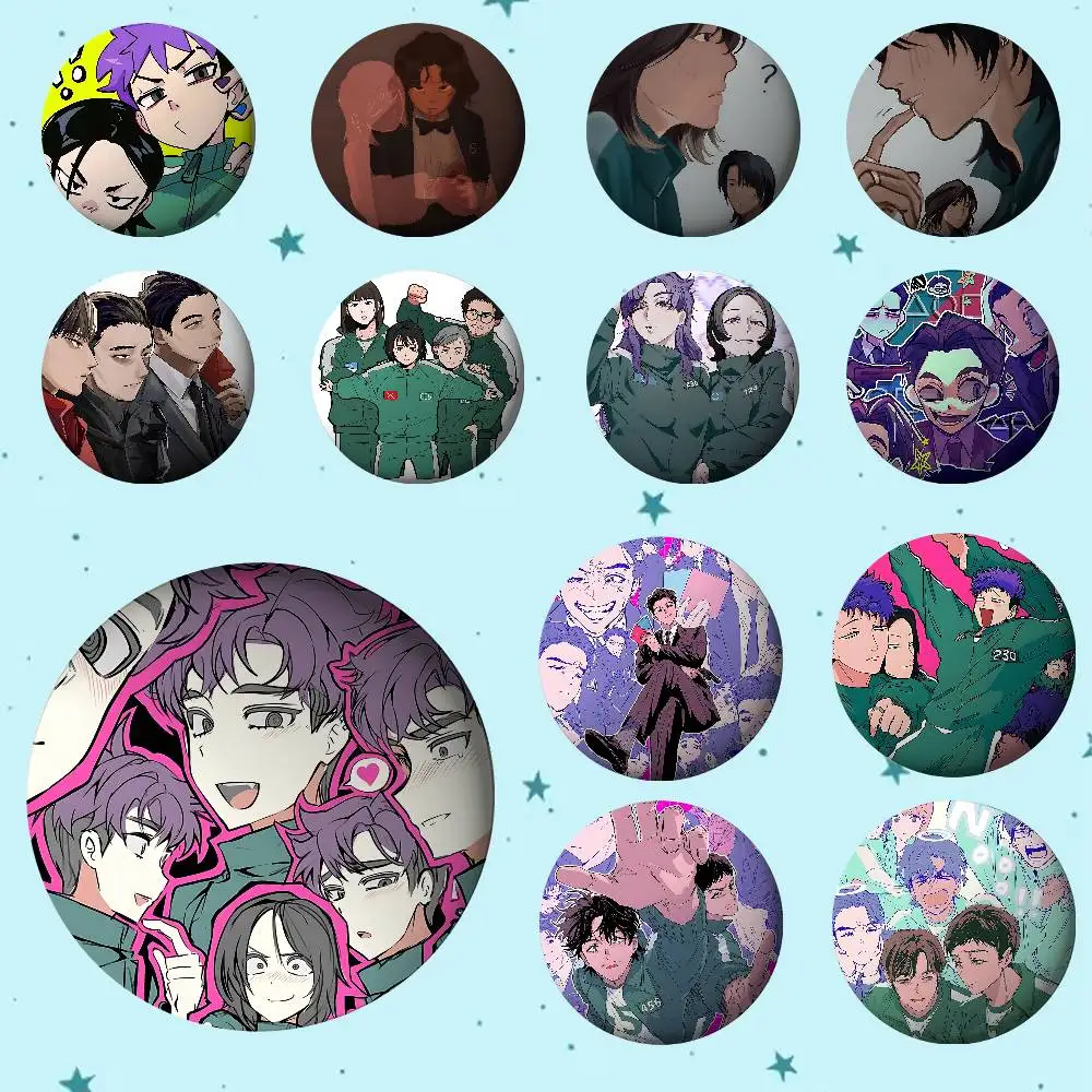 كوريا S-SquidS لطيف GameS شخصية شارات الكرتون التلبيب دبابيس دبوس الصدر شارة المشجعين الحلي يعرض الناس على ظهره الزينة #1