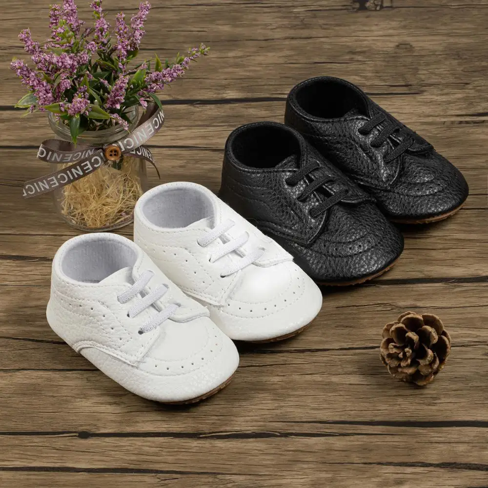 New Retro Leather Baby Shoes Elastic Strap Design Classic Flower Fashion Boys Baby Walking Shoes Non-Slip 0-18 Months