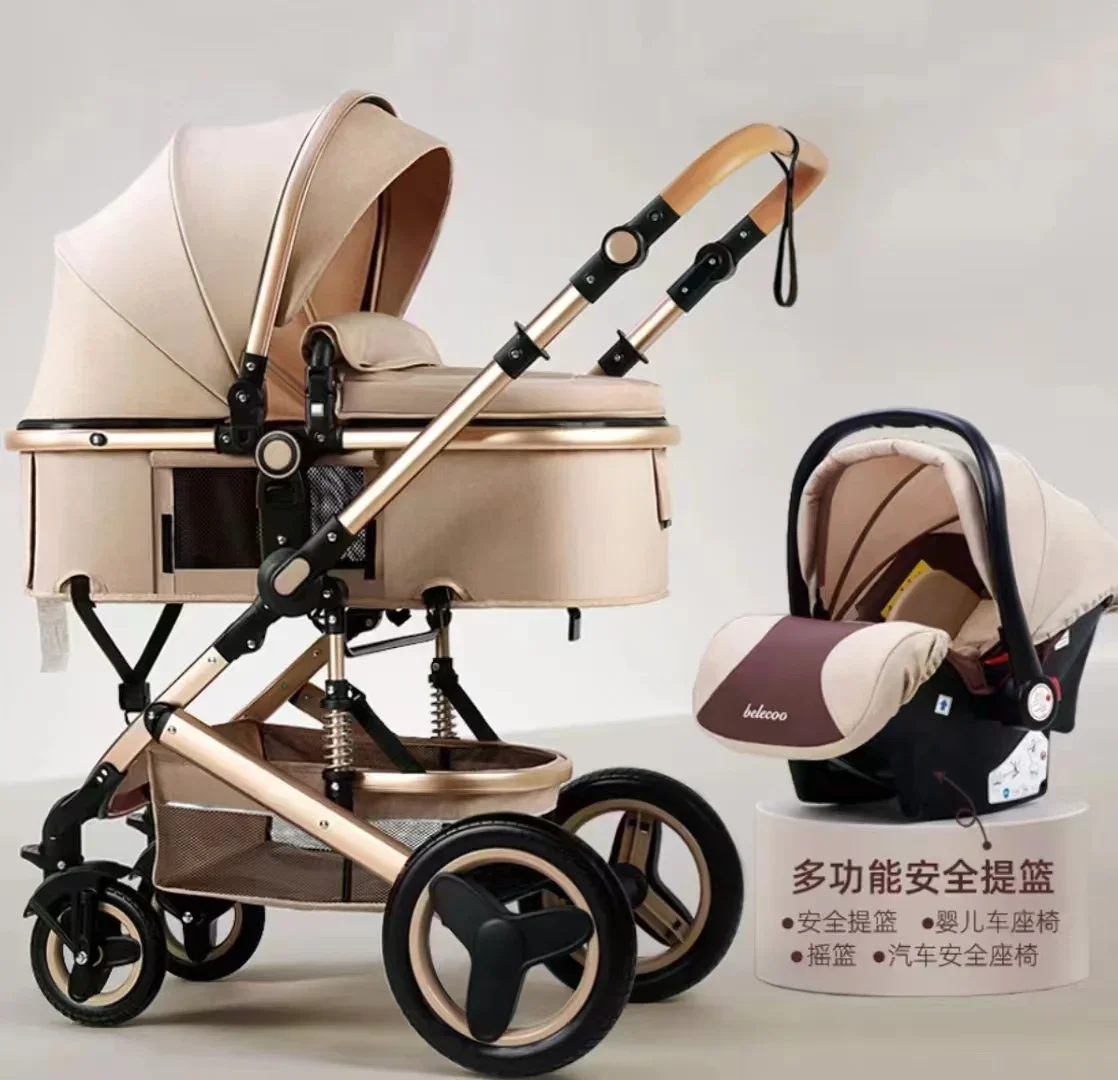 High Quality Baby Stroller Luxury Compact Stroller 3 in 1 Fold Two-Way Baby Doll Stroller China with Car Seat