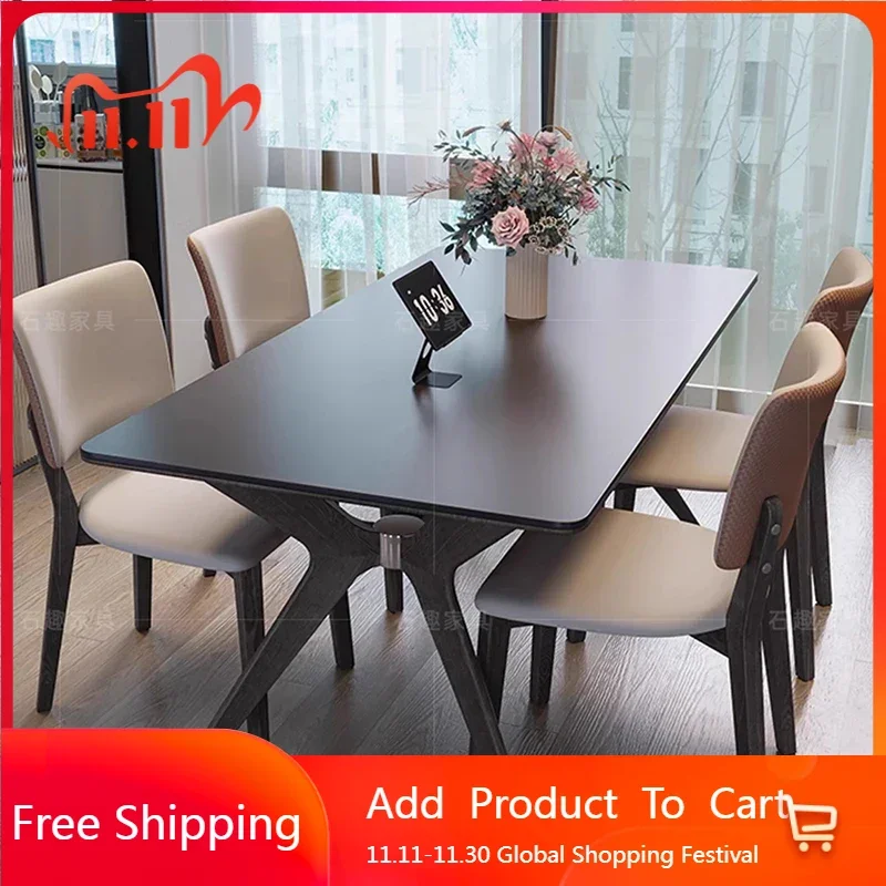 

Итальянский ресторан, обеденный стол, скандинавский прямоугольник, водонепроницаемый, для кемпинга, черный обеденный стол, кухонная бытовая мебель Mesa, гибкая мебель