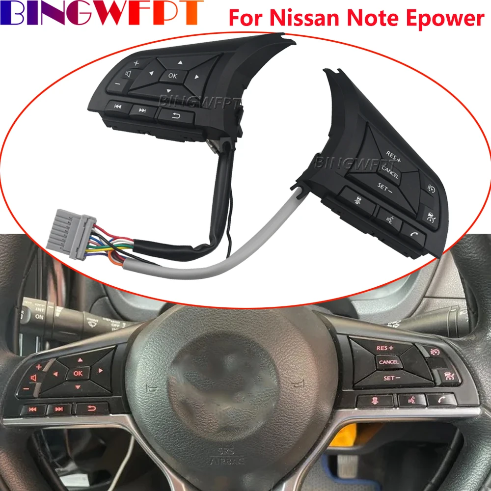 High-quality Steering Wheel Button For Nissan Note Epower 2018-2020 Np300 2017 Phone Volume Audio Adjust Cruise Control Switch
