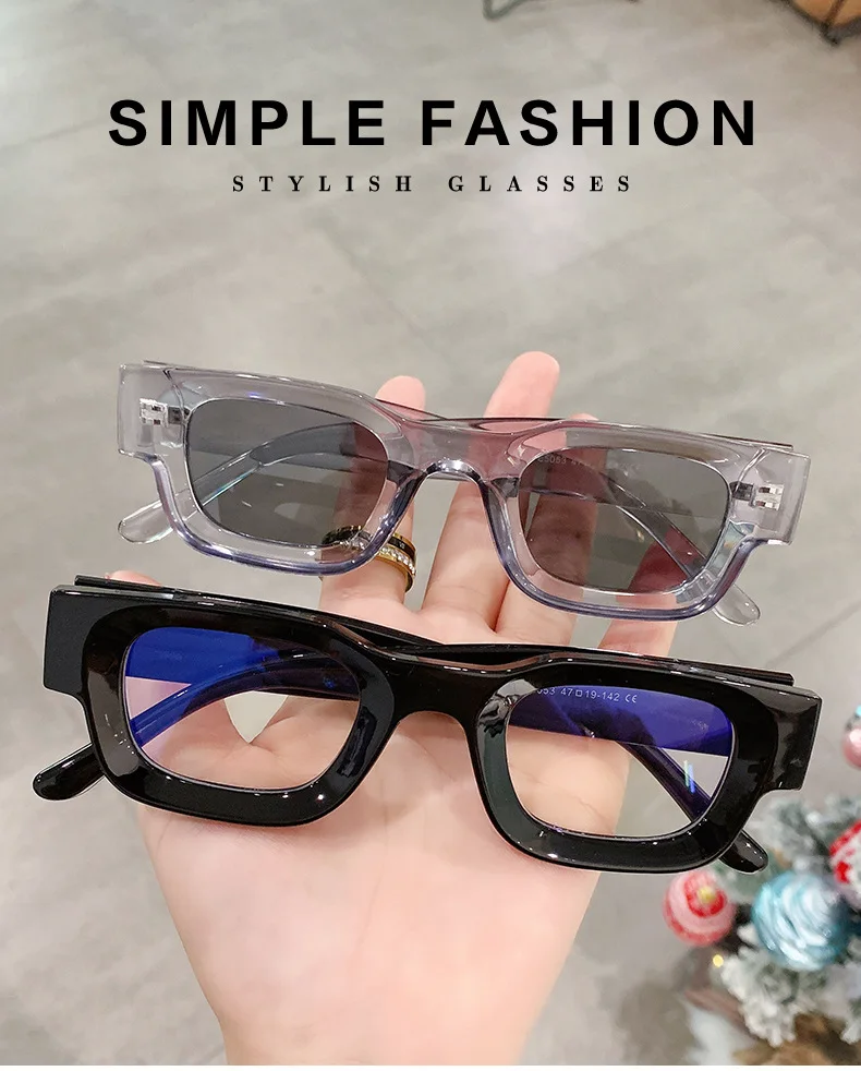 KOCOLIOR Neue Retro Kleine Quadratische Brillenfassung Anti-Blaulicht Photochrome Lesebrille für Männer und Frauen Vollrandbrille – Detail 1