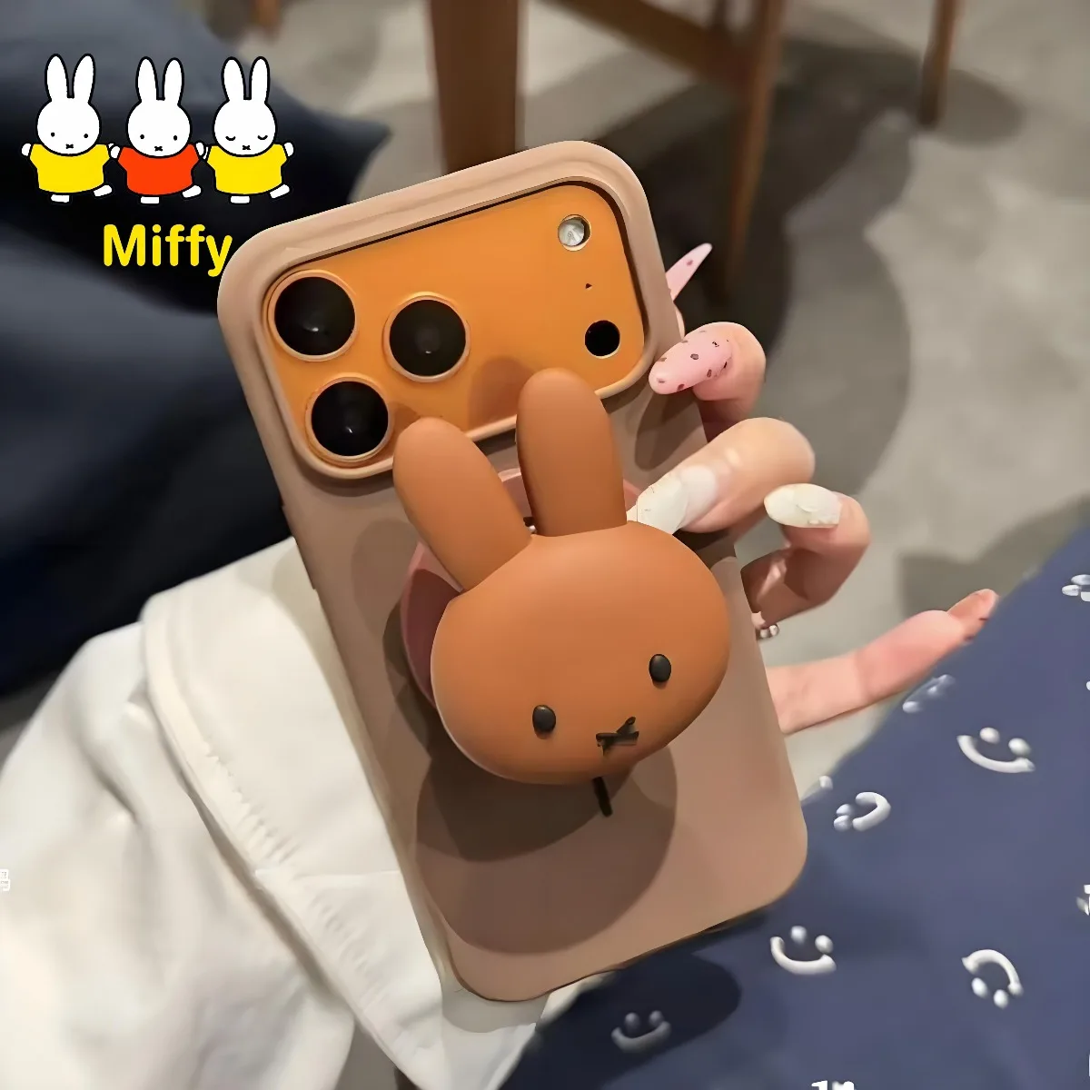 Funda de teléfono Kawaii Miffy Rabbit, soporte magnético líquido para conejo Miffy, adecuado para regalos de Festival 17Promax 16Pro 15Plus 14 13