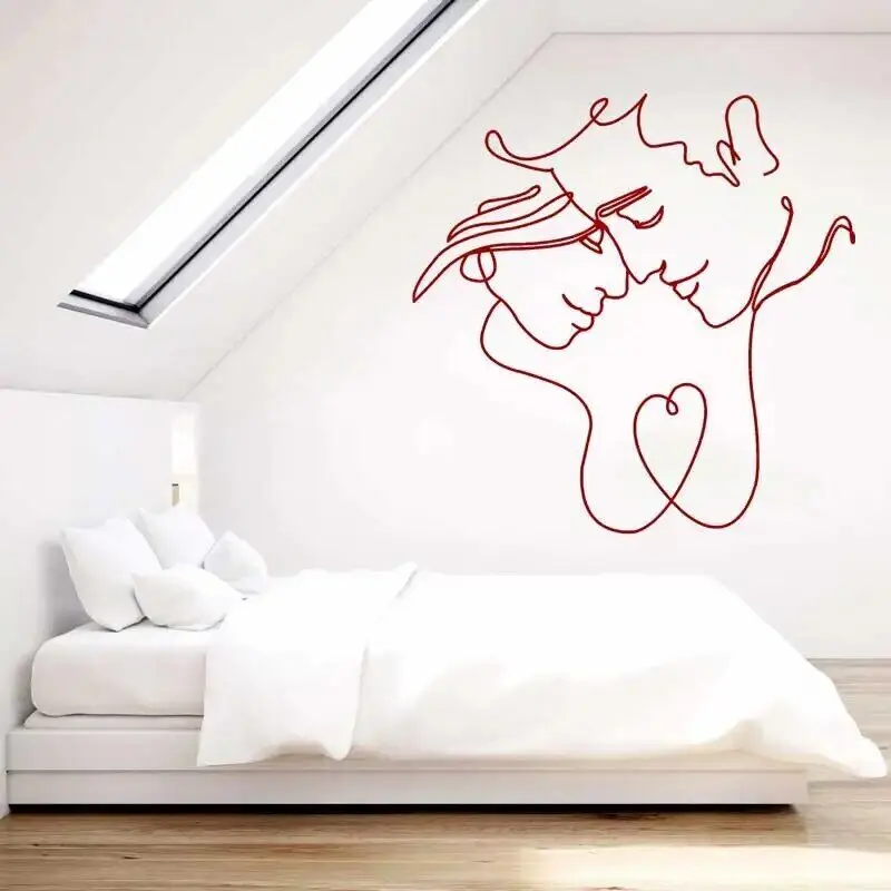 Male and Female Couple Line Abstract Avatar Art Vinyl Wall Sticker Home Living Room Bedroom Fashion Minimalist Sticker Mural L9