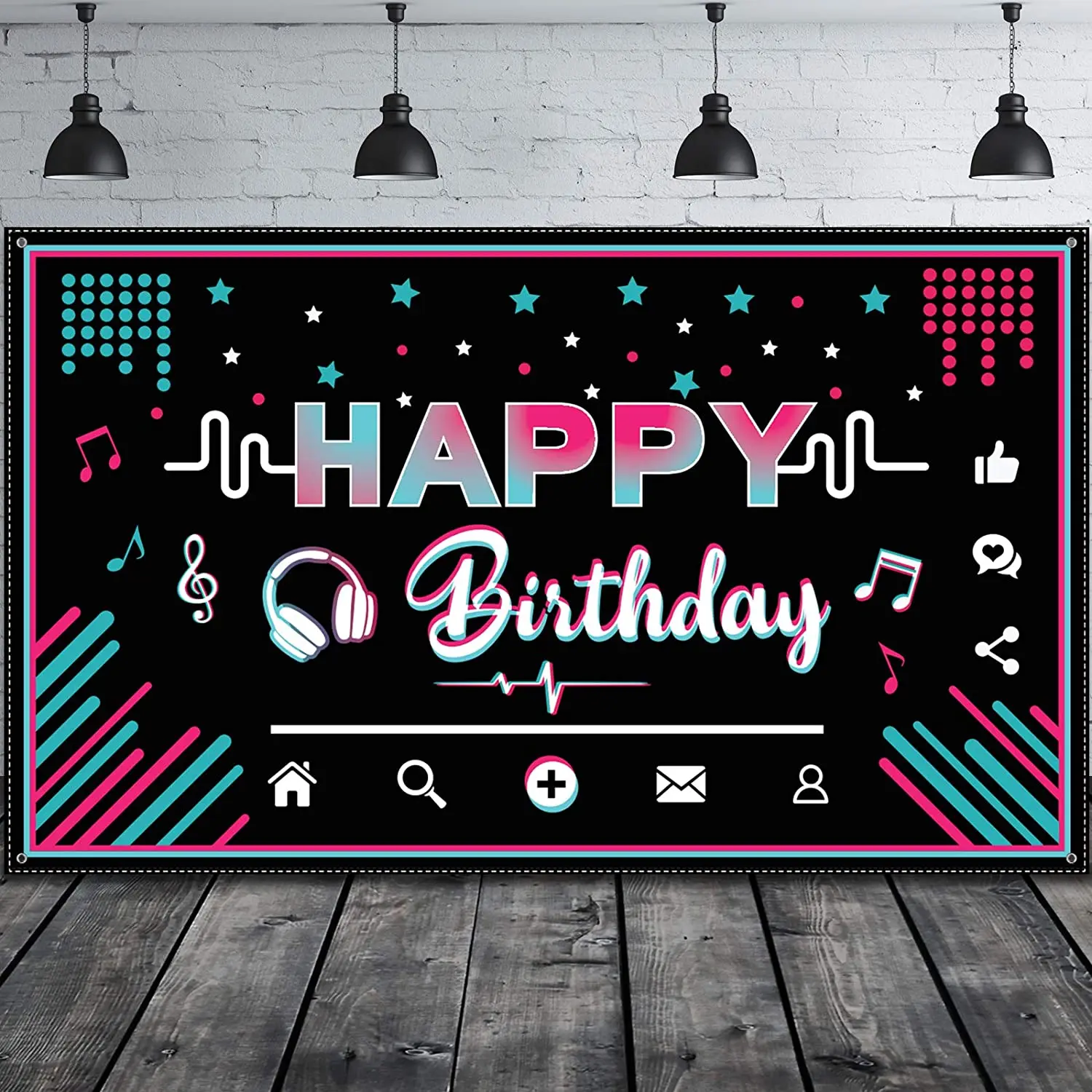 

Happy Birthday Party Background Music Party Photo Booth Banner Photography Backdrop Decoration Supplies For Teens Social Media