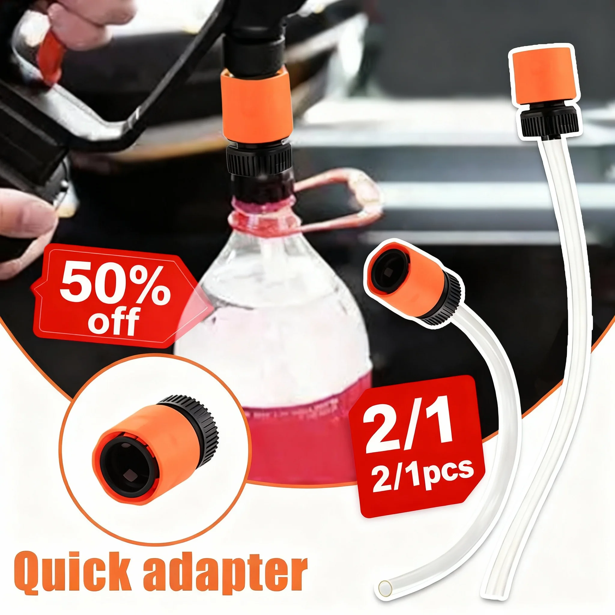 2/1-teiliger Adapter für Lithium-Batterie-Hochdruckreiniger mit Cola-Flaschen-Schnellanschluss, Hochdruckreiniger-Schlauch, Schnellverbindungswerkzeug, Waschzubehör