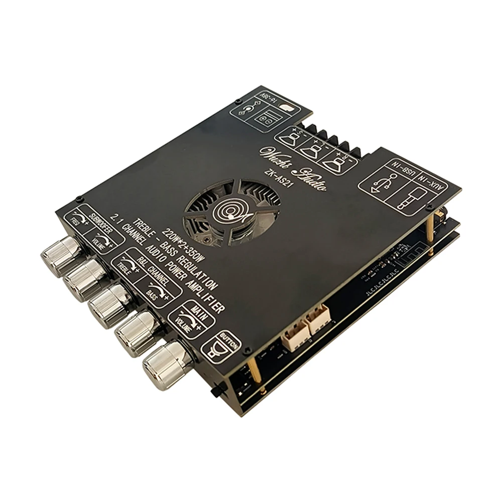 

16-38 В постоянного тока ZK-AS1 2G обновленный 2,1-канальный TPA3255 модуль платы цифрового усилителя Bluetooth 220 Вт + 220 Вт + 350 Вт