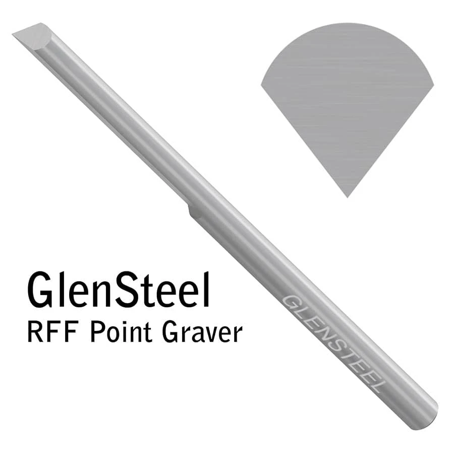 GRS GlenSteel RFF Point Graver 30°-120° V-Point Engraving Tool for Stone Setting & Deep Cuts, Cobalt-Free HSS, 1/8