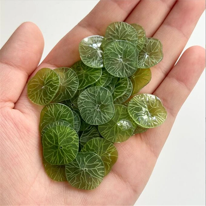 10Pcs/Lot Retro 17MM Acetic Acid Lotus Leaf Flower Torus Spacer Beads Charm Connectors Diy Hair Jewelry Making Resin Acessories