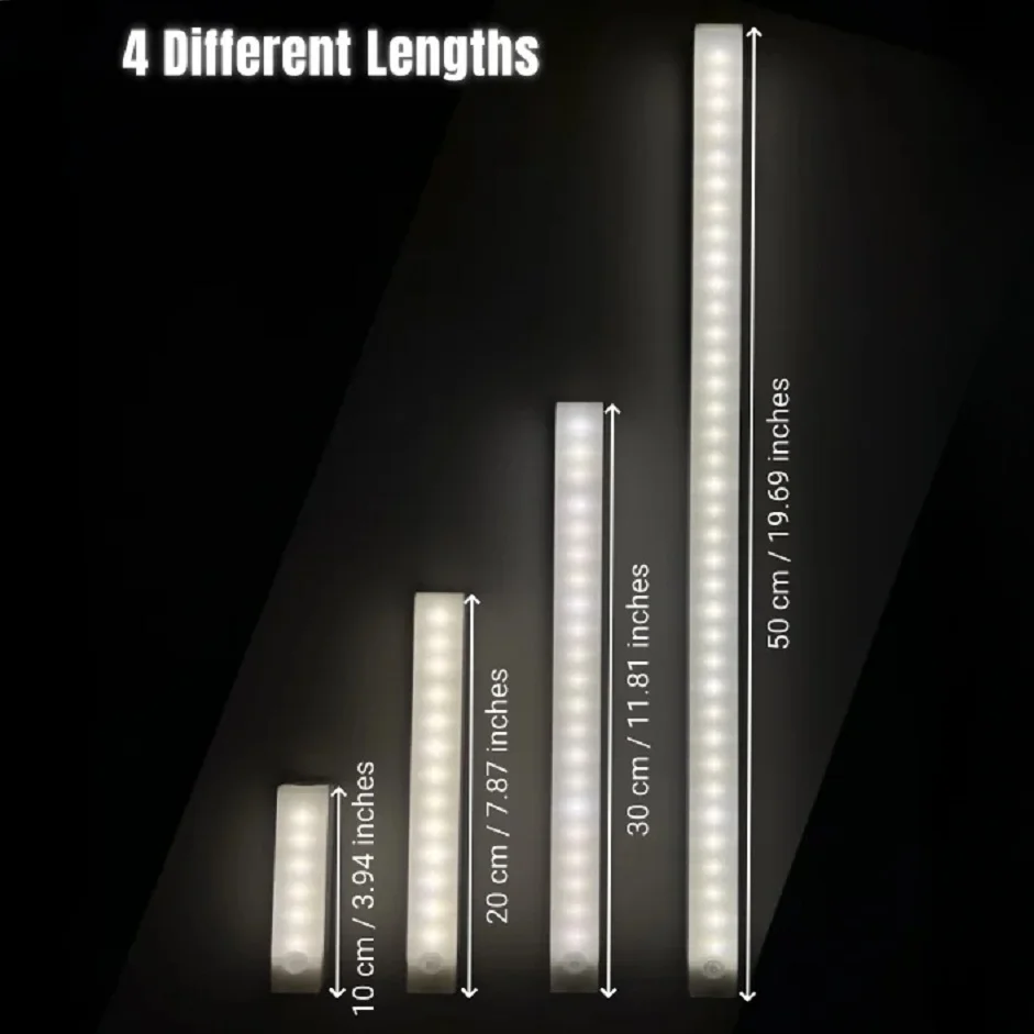 LED Motion Sensor Light Wireless USB  Rechargeable Night Light Portable Induction Lamp for Kitchen Cabinet Wardrobe Staircase