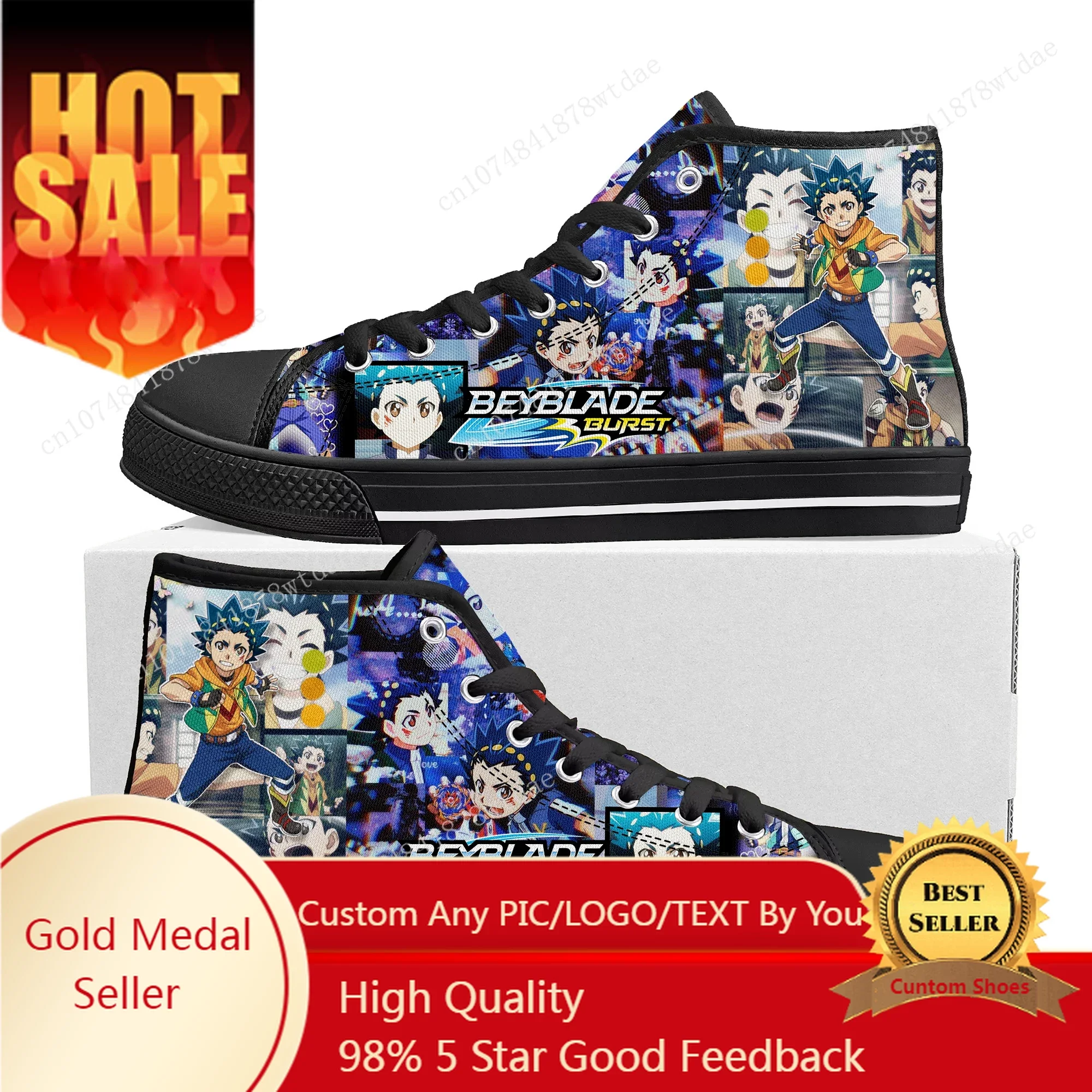 

Beyblade Burst High Top Sneakers Mens Womens Teenager Aoi Valt High Quality Canvas Sneaker Anime Cartoon Casual Custom Made Shoe