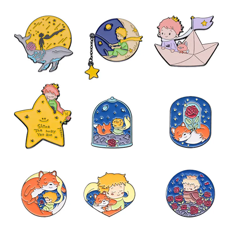Prinzessin und Fuchs Märchen Emaille Pin Lustige Brosche Cartoons Abzeichen für Taschen Jeans Hoodies Denim Anstecknadel Schmuck Kinder Bestes Geschenk