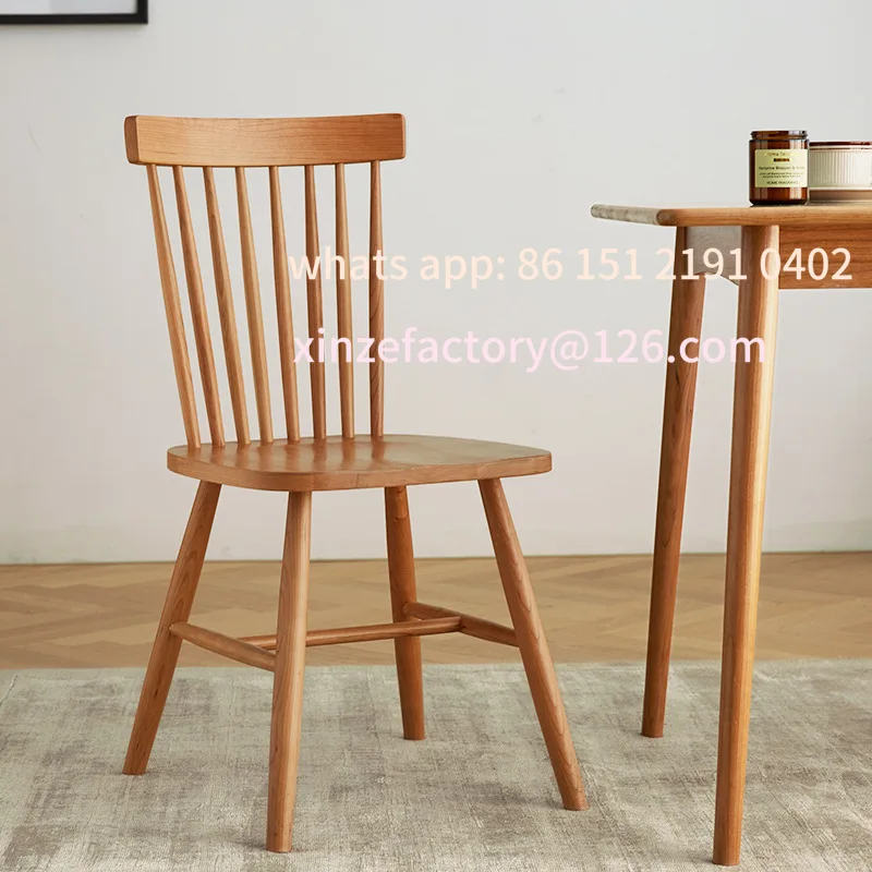 

Customizable Dining Household Nordic All Solid Wood Book Desk Chair Cherry Japanese Rattan Solid Wood Back Chair