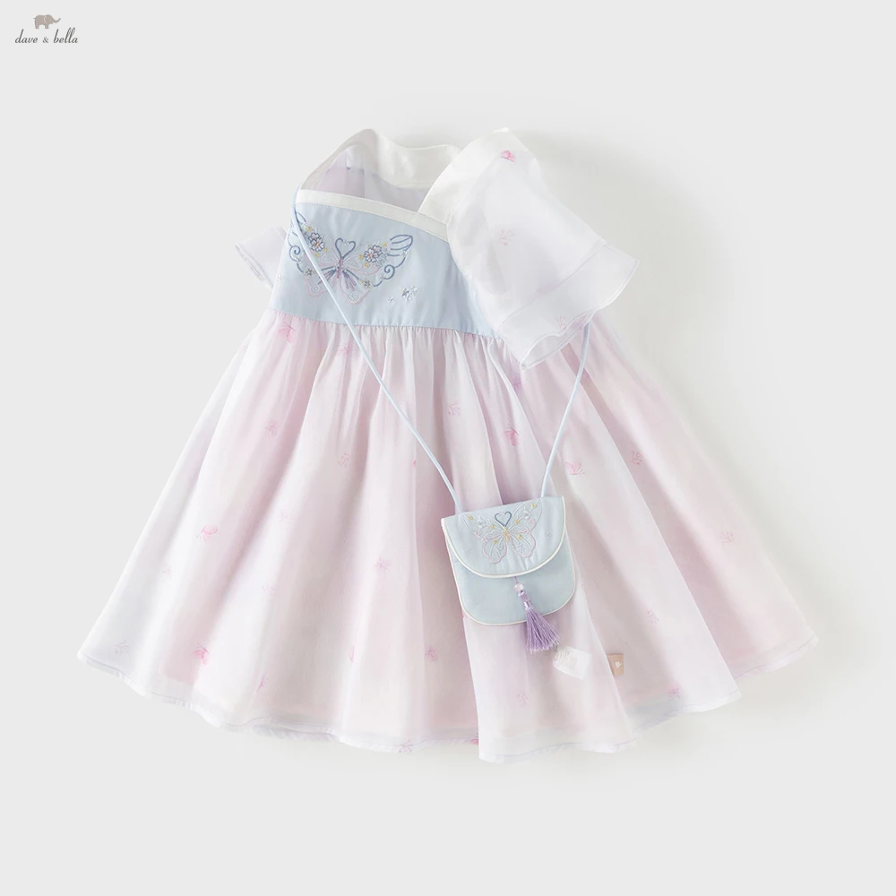 

Dave Bella Children Embroidery Summer Dresses Girls Mesh Dress with Bag Chinese Style Elegant Party Kids Clothing DB2261638