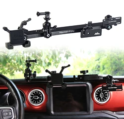 HIGHFLYING Fit for Jeep Wrangler JL 2019-2025 Dash-Mounted Phone Holder Offroad Rotational Multi-Function Bracket Kit