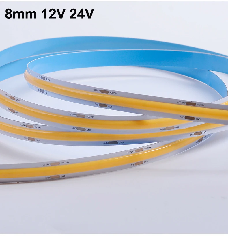 4000K 3mm 5mm 8mm Super Slim COB LED Strip Light 12V 24V 400LED/m Ciepły, zimny biały Elastyczny liniowy pasek świetlny Wąski