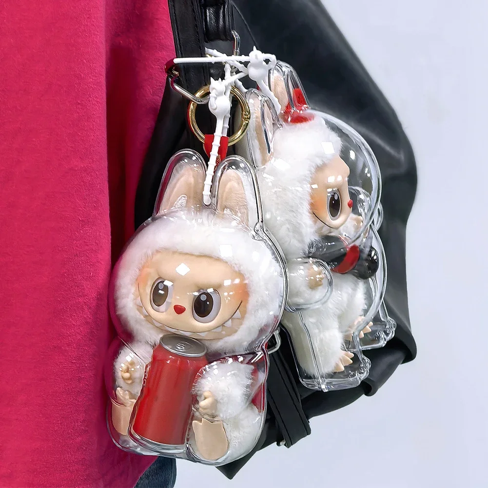 

For Plush Dolls Display Bag Transparent Protective Acrylic Storage Case for Labubu V3 No Doll Portable Cable Organizer Box