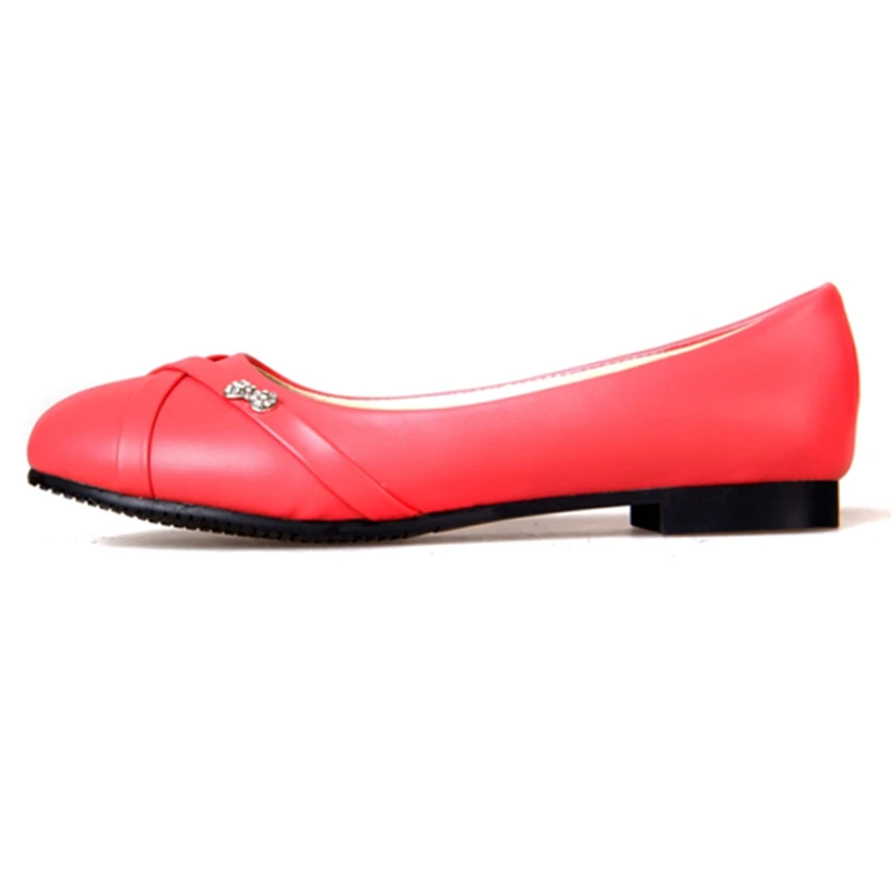 Large Size 47 Fashion Women\'s Flats Shoes Spring Female Ballet Shoes Round Toe Solid black white Casual Work Loafer Shoes Ladies