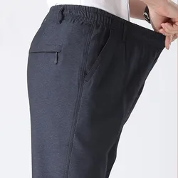 Summer Trousers Men's Elastic and Fashionable Classic Solid Color Pockets Zippered Sweatpants Suit Long Casual Vintage Pants