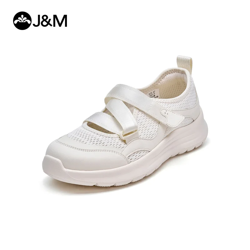 

J&M Women Sneakers Summer Breathable Mesh Platform Thick Sole Comfort Casual Shoes White Sport Ladies Walking Shoes Outdoor