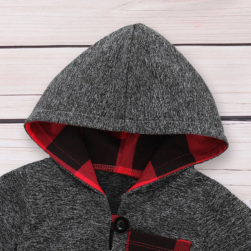 Newborn Baby Boy Clothes Autumn and Winter Plaid Hoodie Outfits Kids Long Sleeve Suit Casual children\'s Costume Infant Clothing