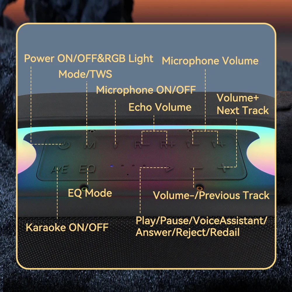 홈 가라오케 스피커 300W 고출력 블루투스 스피커 야외 방수 무선 휴대용 서브우퍼 다중 재생 모드