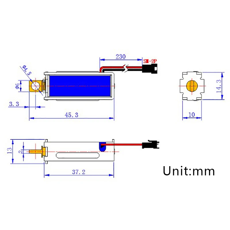 SM-0537 électromagnétique de serrure magnétique de C. C 6V/12V/24V 1.5A/pipeline/1.pipeline verrouillent les électroaimants linéaires de solénoïde pour le distributeur automatique.