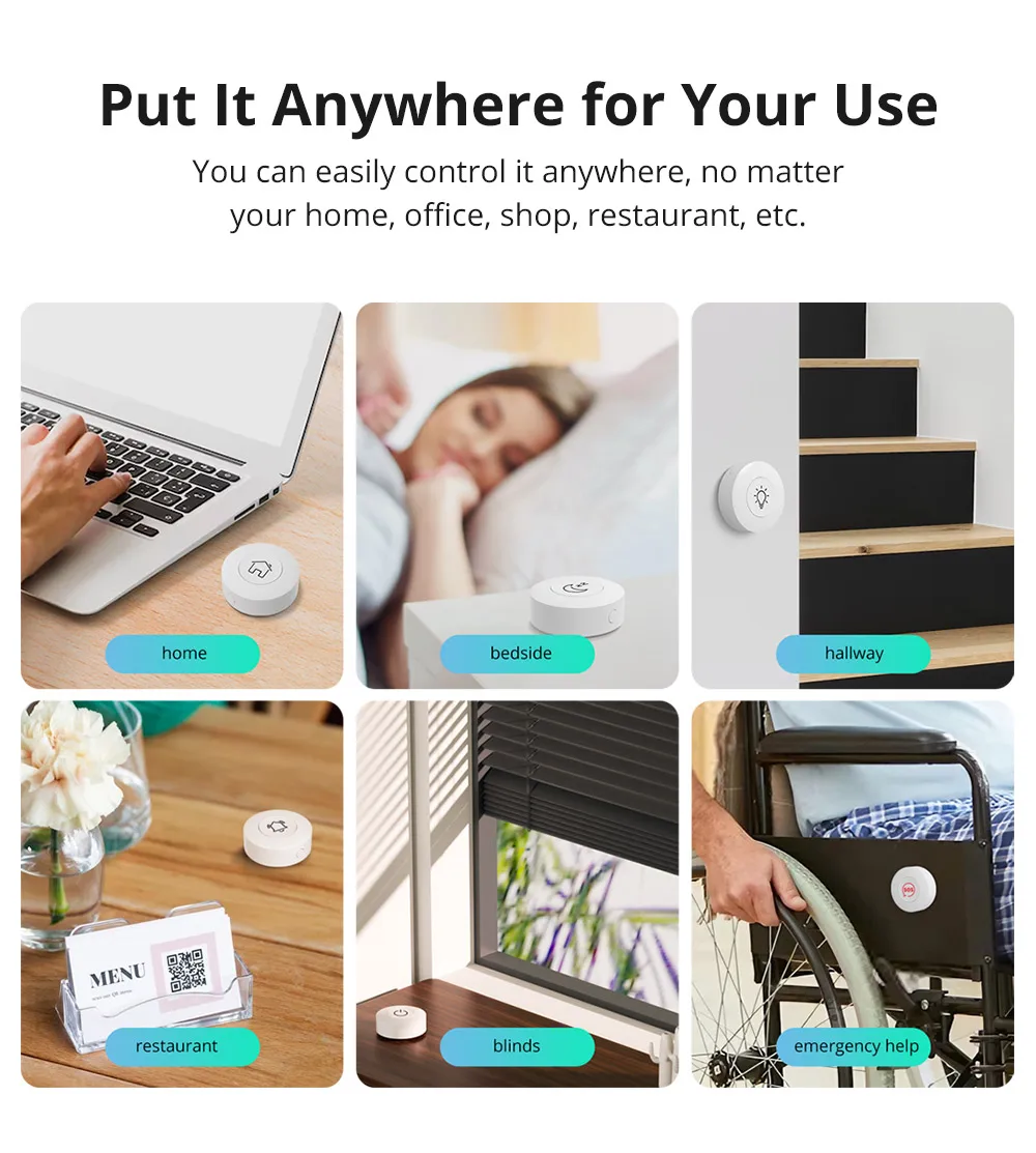 Sonoff-Zigbee Interruptor Sem Fio, Botão Personalizado, Ação Gatilho, Alexa Router, Botão de Emergência, Módulo de Automação Residencial Inteligente, SNZB-01P