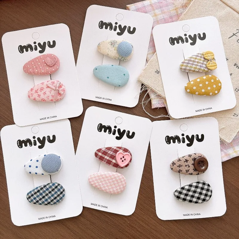 

Sweet Small Floral Fabric Teardrop Hair Clips for Girls Kids Versatile Side Bangs Holders Cute Non Slip No Damage Daily Wear