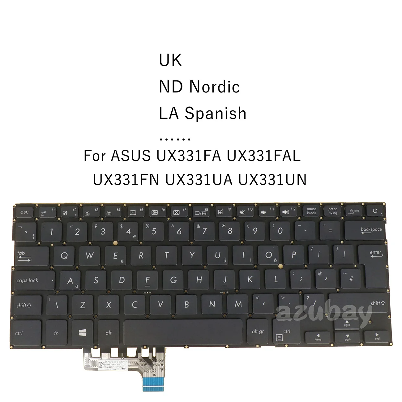 

Клавиатура UK Скандинавская Латинская Испанская (ЛАТАМ) Шведская Финский Датская Норвежская для ASUS ZenBook 13 UX331FA UX331FAL UX331FN UX331UA UX331UN NSK-WN70U 0KNB0-262JUK00 с Подсветкой (Backlit)
