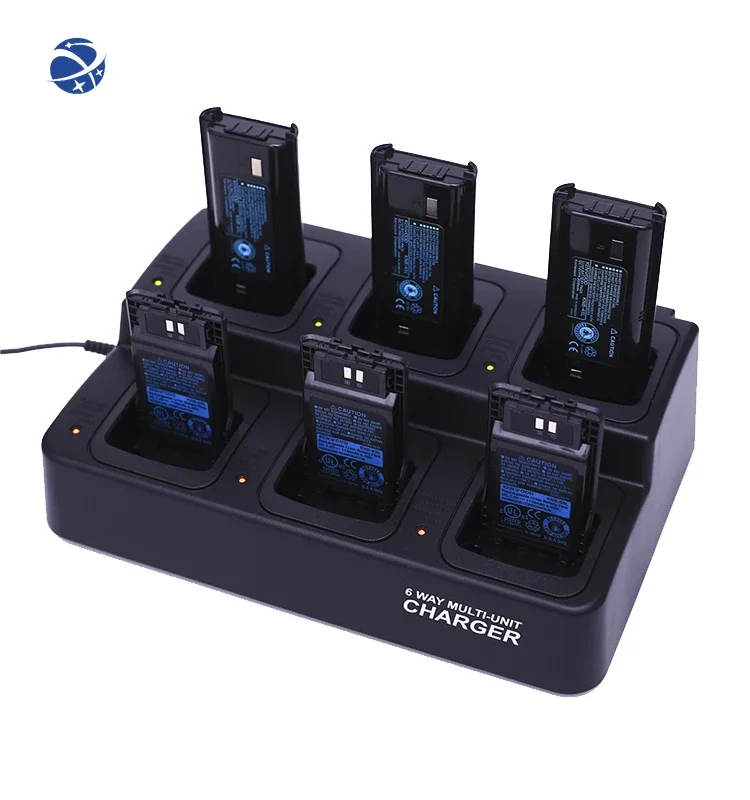 Customizable replaceable slot type 6 way multi unit intelligent charger for walkie talkie battery