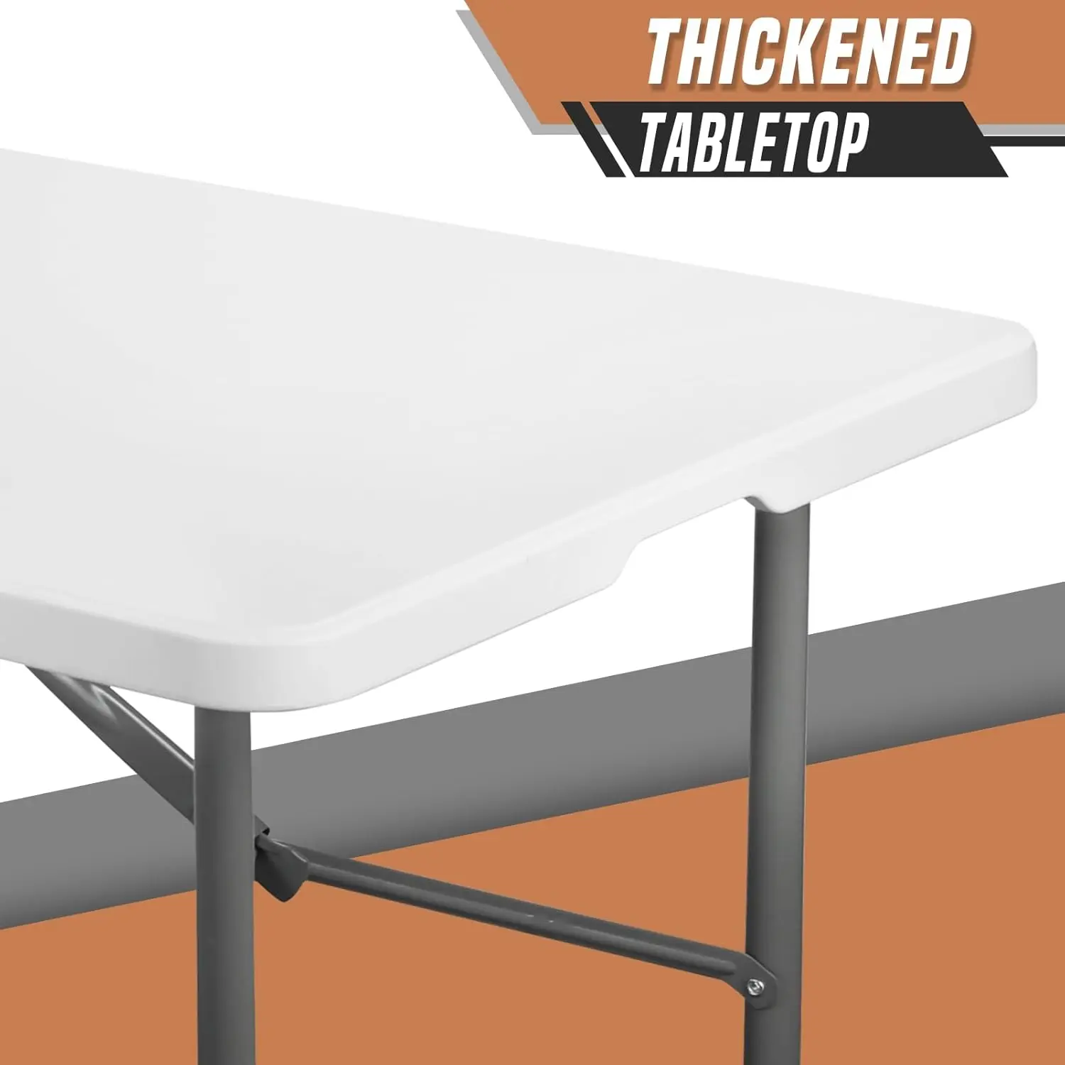 

6 Feet Folding Table, Heavy Duty Plastic Dining Table with Handle, Rectangle Picnic Table, Portable Camping Table