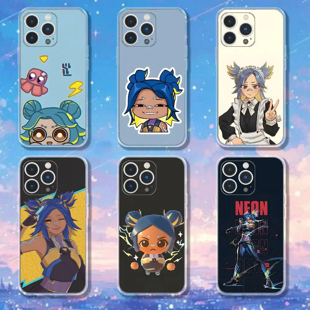

Game V-Valorant Neon Phone Case For iPhone 17,16,15,14,13,12,11 Pro,Max,Plus,X,XS,XR,SE4,E Mini Transparent Soft Cover