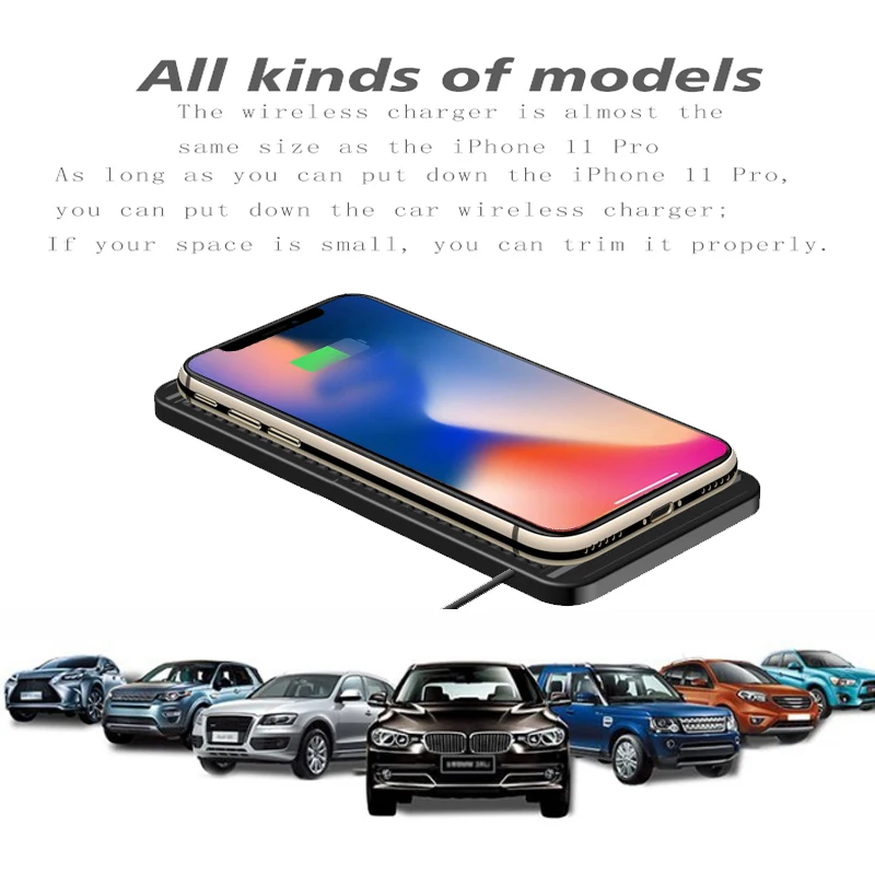 Wireless Car Charger Charging Pad 15w Non Slip Qi Fast Charger For Car Wireless Phone Charger For Android For IPhone 11/12/13/14