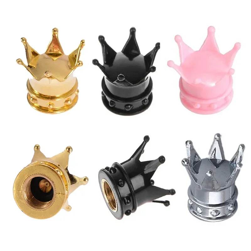 4Pcs/Set Crown Shape Car Tire Air Valve Stem Caps Auto Wheel Stem Air Valve Dust Covers Auto Truck Motocycle Bike Dustproof Caps