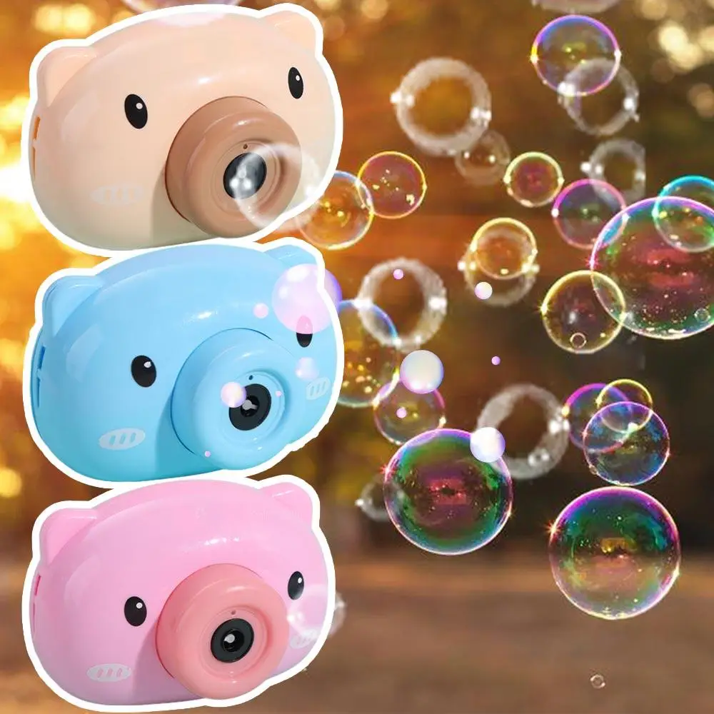 Funny Durable Chilren Bubble Machine Automatic Camera Shape Soap Bubble Maker Toy Pig Cartoon Cartoon Bubble Blower Girls Boys