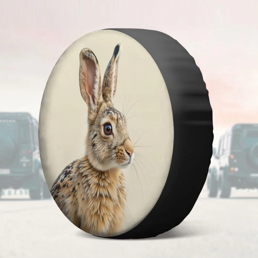 One Piece Of 2D Flat-Printed Tire Cover Featuring A Long-Eared Rabbit Design Made Of Polyester, Suitable For Off-Road Tire Cover