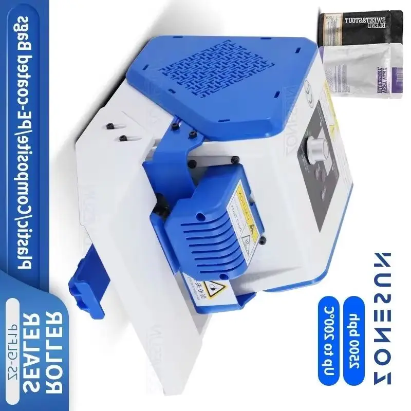 ZONESUN Overseas Warehouse Delivery ZS-GLF1P Portable Bag Sealer Roller Sealing Machine Aluminum Foil Composite Plastic Film