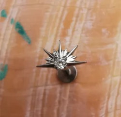 16G Implant Grade Titanium ASTM F136 Internal Thread Sea Urchin Shape with CZ Cartilage Helix Ear Rings Piercing Body Jewelry