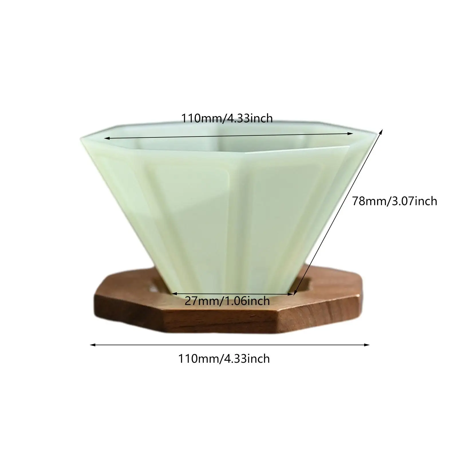 Origami xícara de café gotejador copo de café com suporte de madeira de nogueira leve portátil resistente gotejamento cafeteira copo de filtro de café