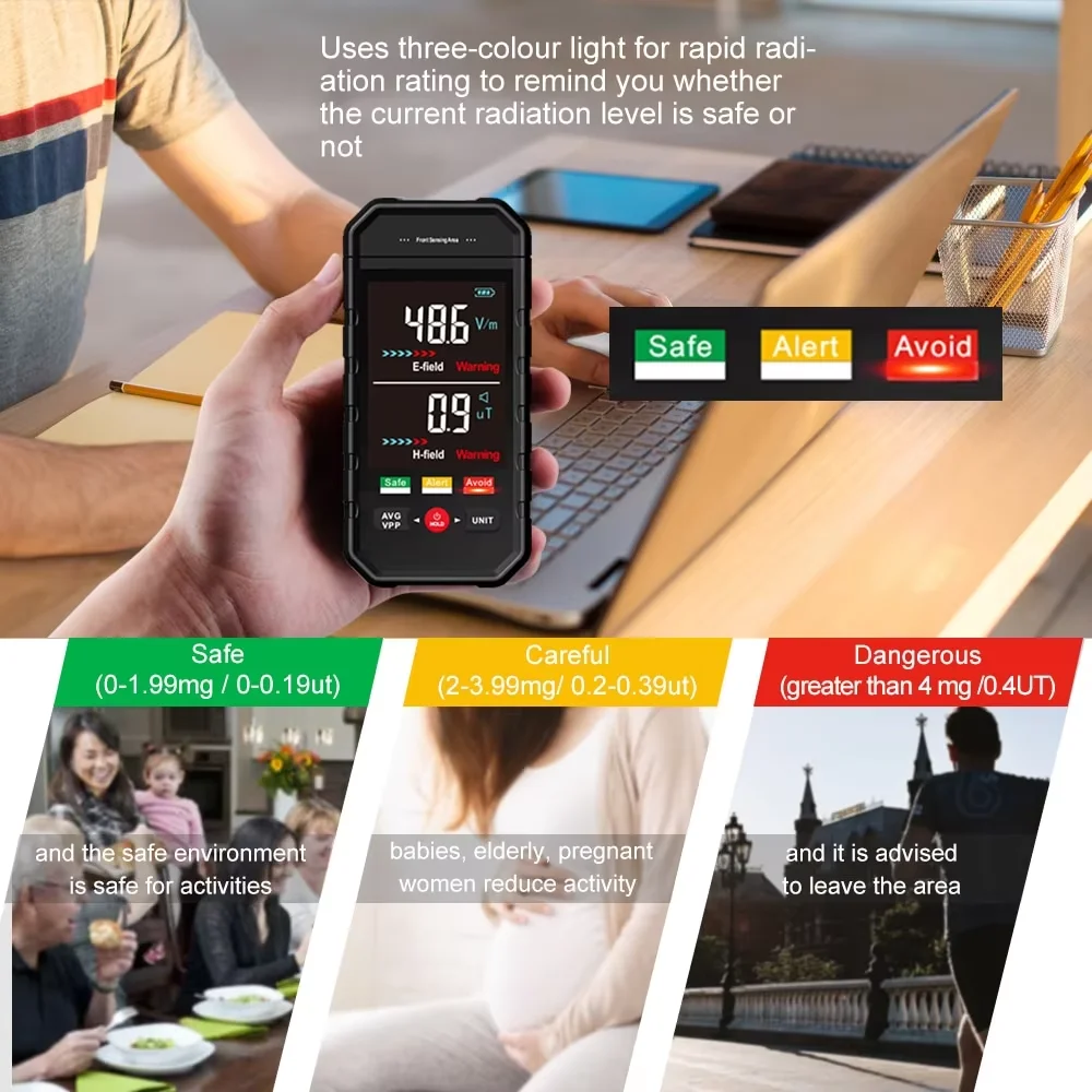 ET925PRO 3 بوصة شاشة ملونة كبيرة اختبار الإشعاع الكهرومغناطيسي EMF اختبار الكهرومغناطيسي اختبار الصناعية في الهواء الطلق #3