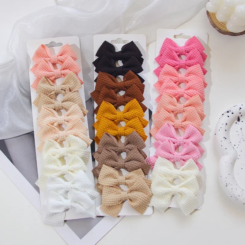 10 Stück Weiche Baumwoll-Haarspangen für Mädchen, Süßes Design, Farbblock-Haarklammern, Zarte Haarclips, Kinder-Accessoires – Detail 4