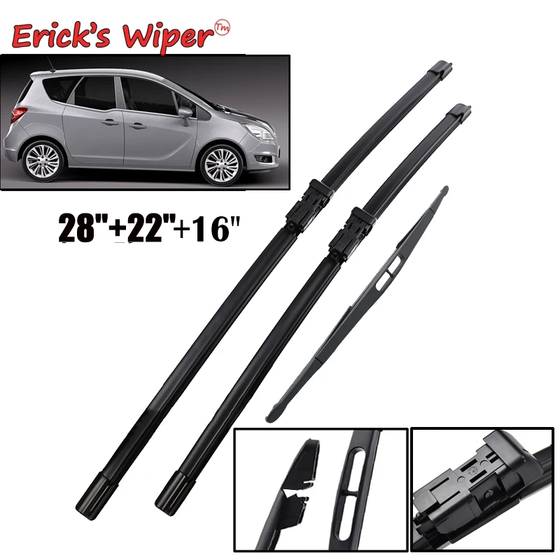 Erick's – jeu de balais d'essuie-glace avant et arrière, pour Opel Meriva B 2010 – 2017, brosses de 